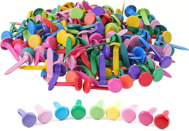 Arcjunys Mini Brads for Paper Crafts Metal Brads Paper Fasteners for Crafts 8mm x 18mm Multicolor Split Pins Brad Fasteners Paper Fastener Metal Fasteners for DIY Crafts Projects Scrapbooking Office 100 Pcs - Image 1